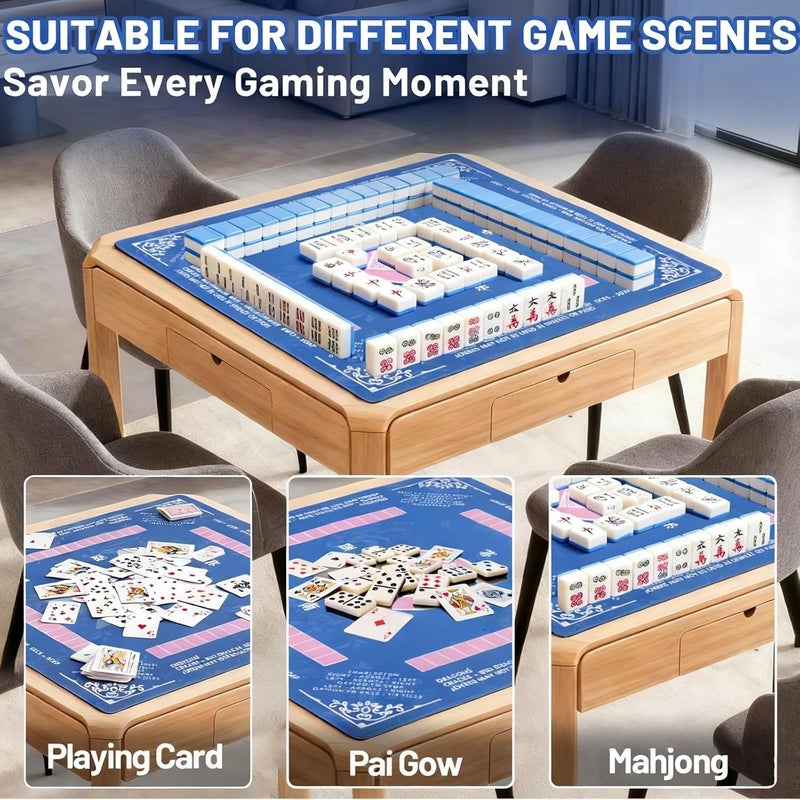 Linoows Mahjong Mat | Non-Slip Gaming Mat with Noise Reduction 31.5x31.5 Inch Large for Mahjong, Poker, Board & Card Games, Dominoes | Eastern Elegance Design - Image 4